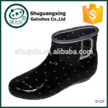 Frauen Mädchen Regen Stiefel Rubber Sohlendesign kurze wasserdichte Schuhe BlackD-625 Farbe